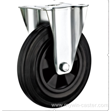 160 mm European industrial rubber rigird casters with brakes